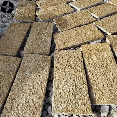 옥외 포장 기계를 위한 고대 작풍 거친 표면 황색 화강암 포석